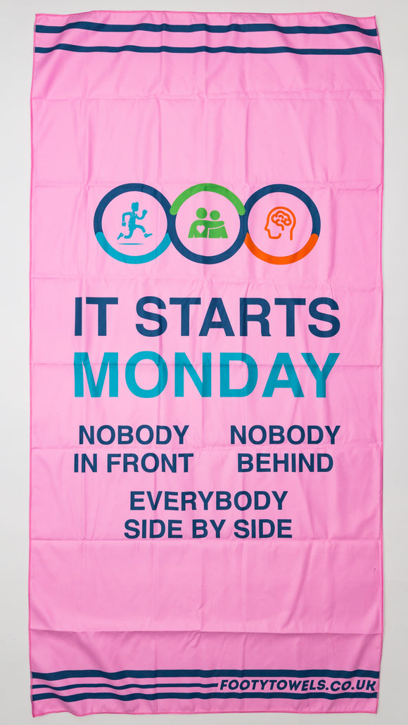 It Starts Monday Pink microfibre beach towel