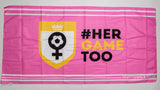 Her Game Too Pink microfibre beach towel #HerGameToo